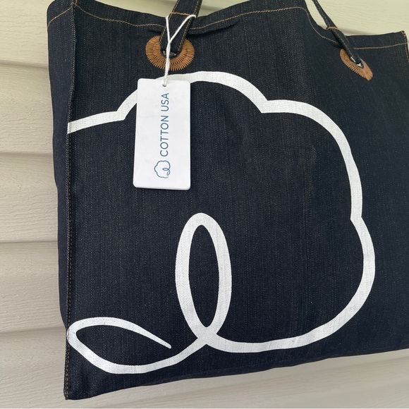 Cotton USA Dark Denim Shoulder Tote Bag NWT - Picture 4 of 13